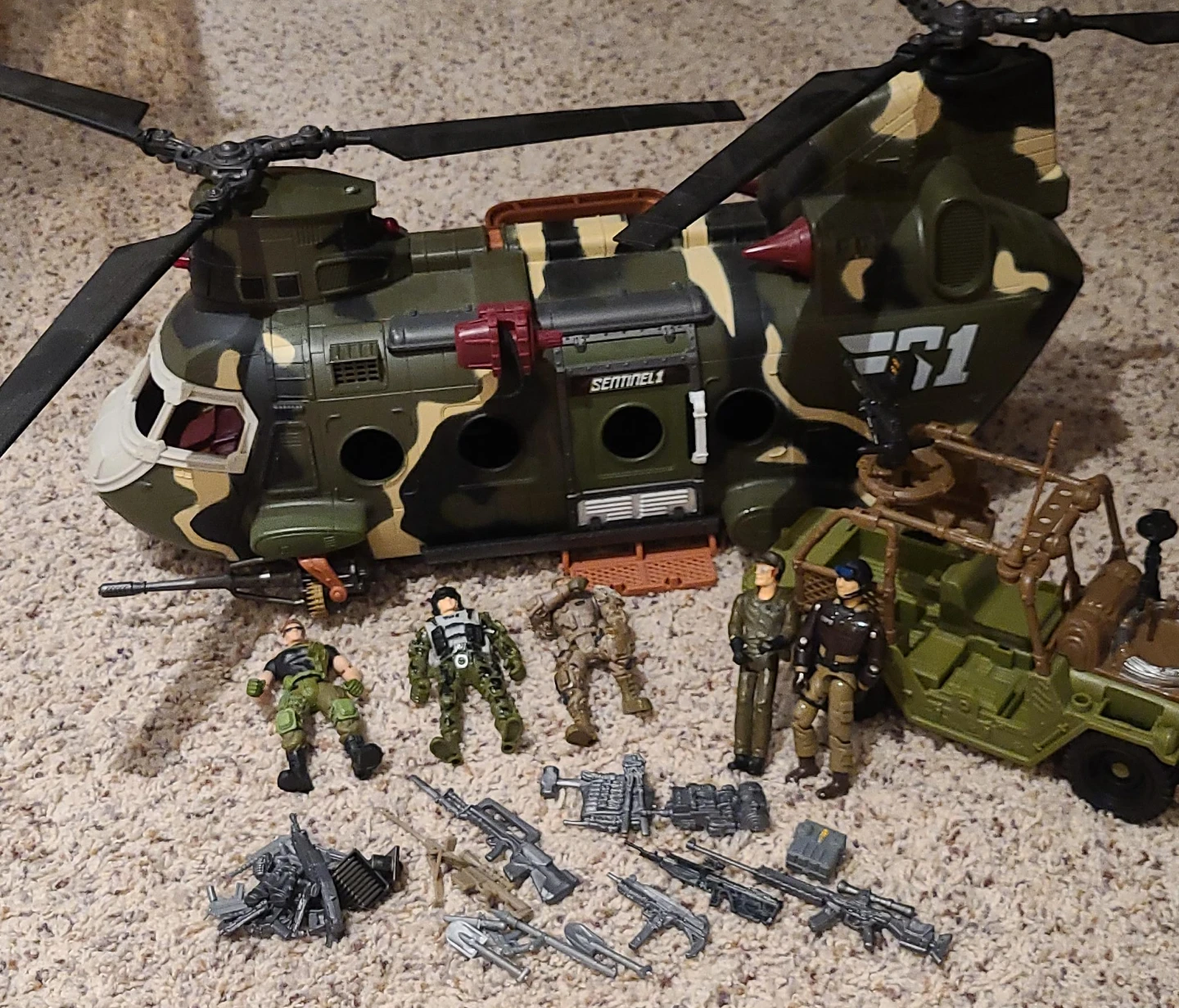 Military Helicopter and Jeep Toy Set