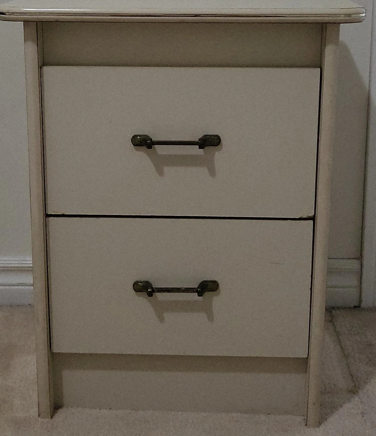 Cream Two-Drawer Nightstand
