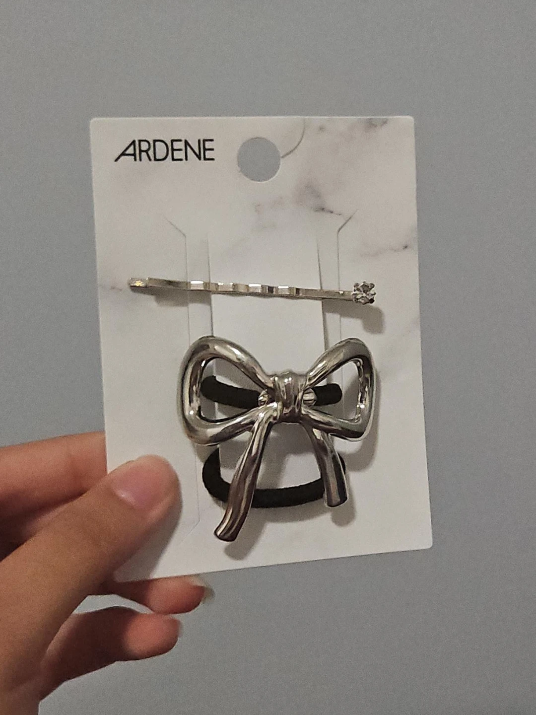 Ardene Silver Bow Hair Tie & Bobby Pin Set