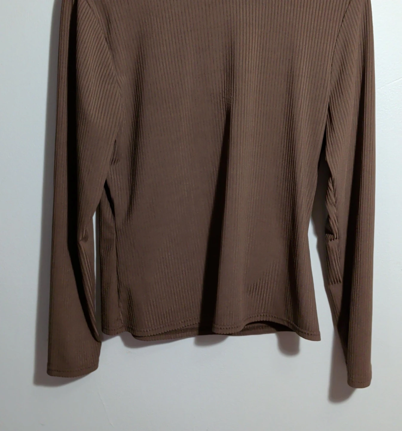 Brown Ribbed Turtleneck Top