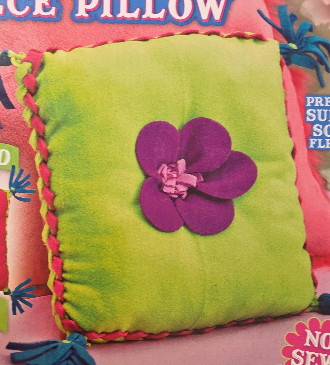 Decorative Square Pillow with Flower
