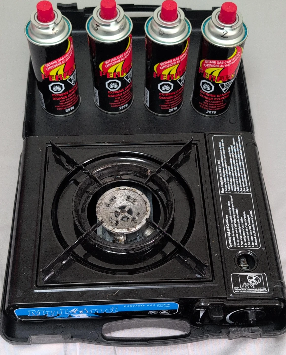 MyLand Portable Gas Stove with 4 Butane Fuel Canisters