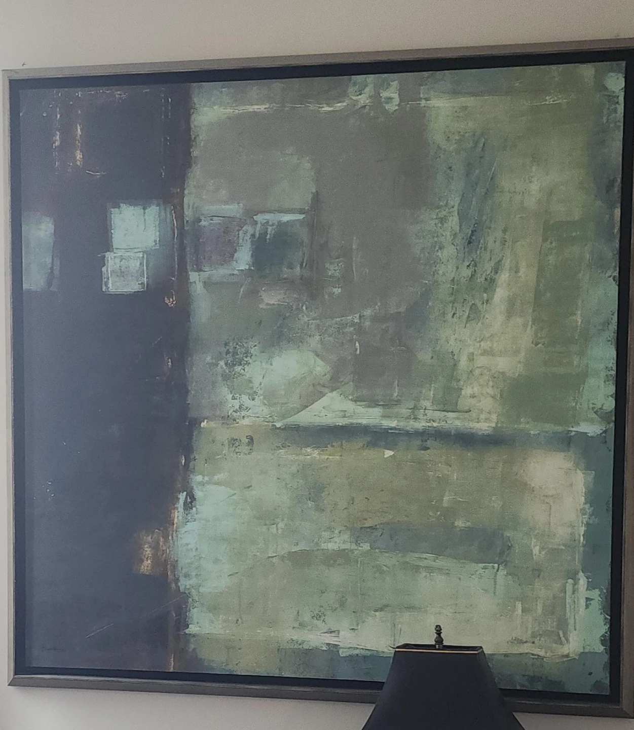 Ethan Allen Framed Abstract blue green & black Art
