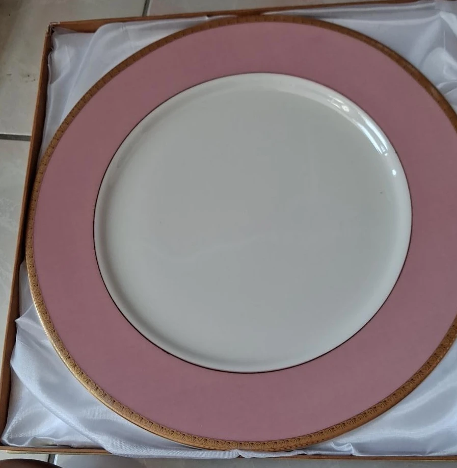 Pink and Gold Trimmed Charger Plate