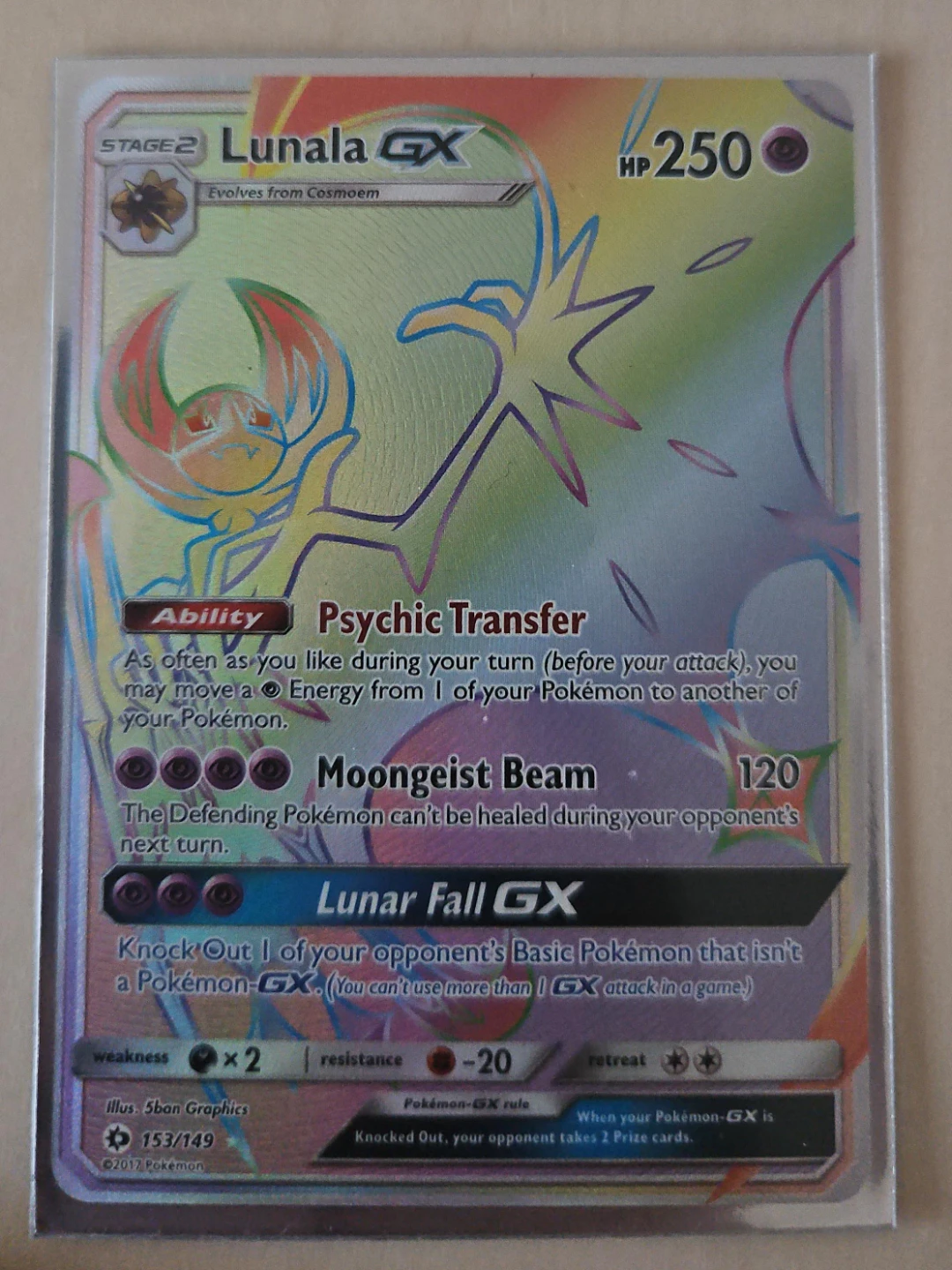 Pokémon Lunala GX #153/149 – Secret Rare Rainbow