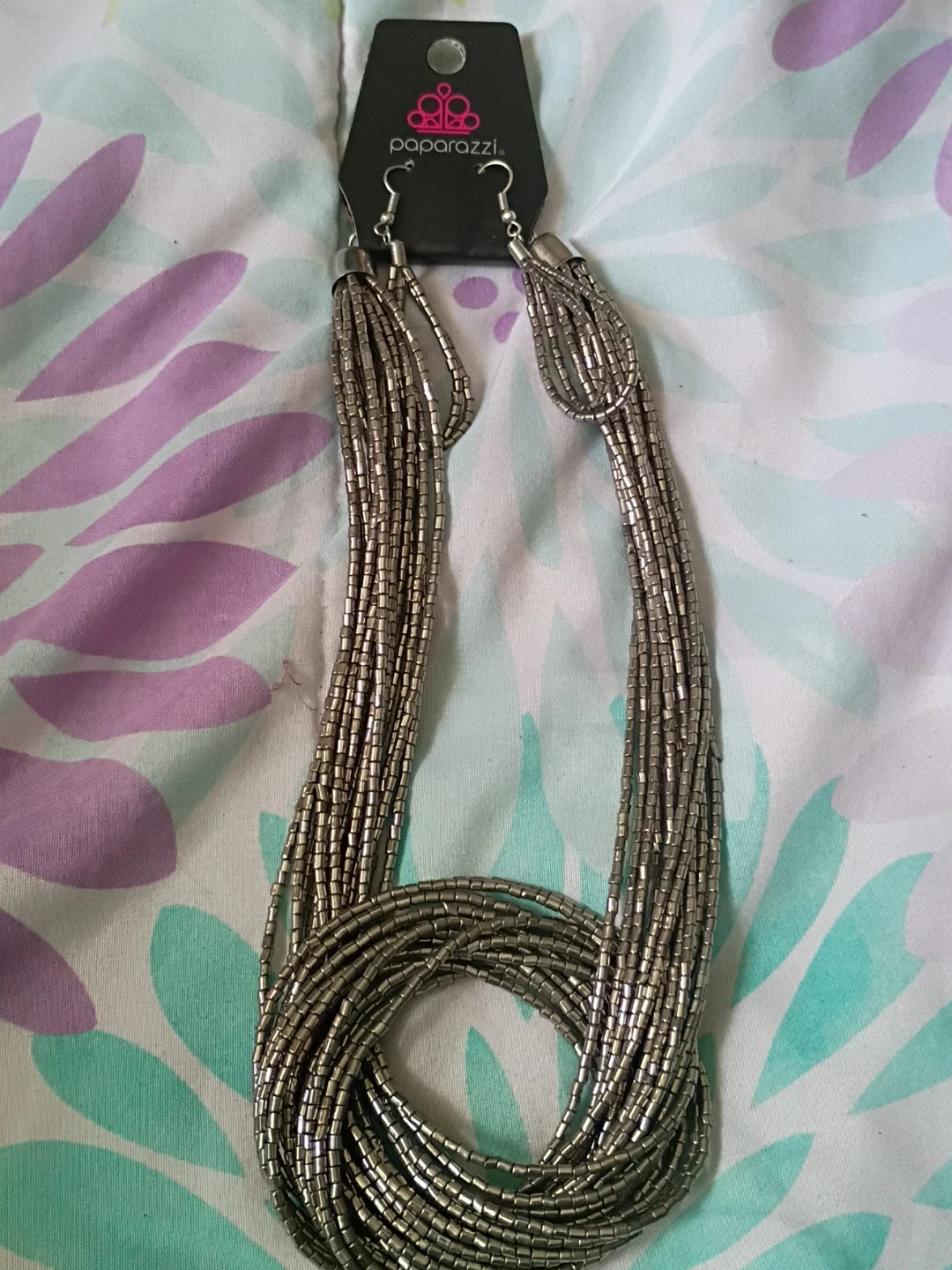 Paparazzi Silver Beaded Necklace and Earrings Set