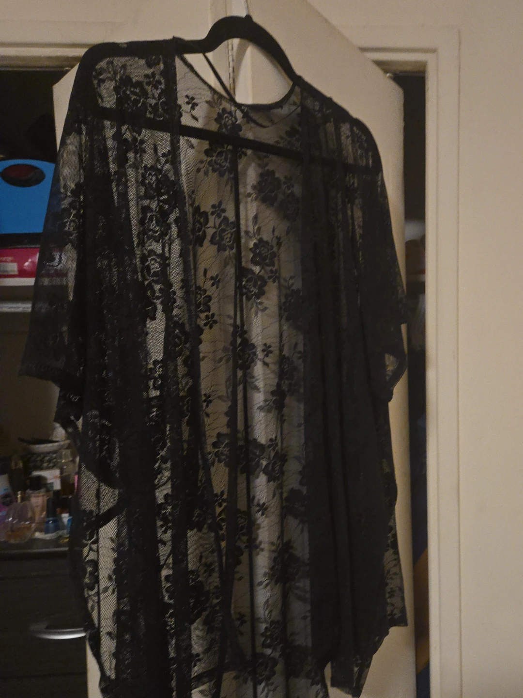 Black Lace Kimono Cardigan