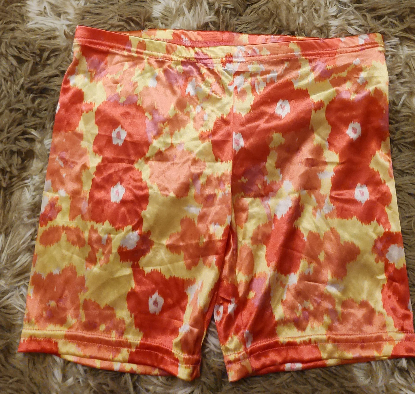 Orange Floral Bike Shorts Size Medium