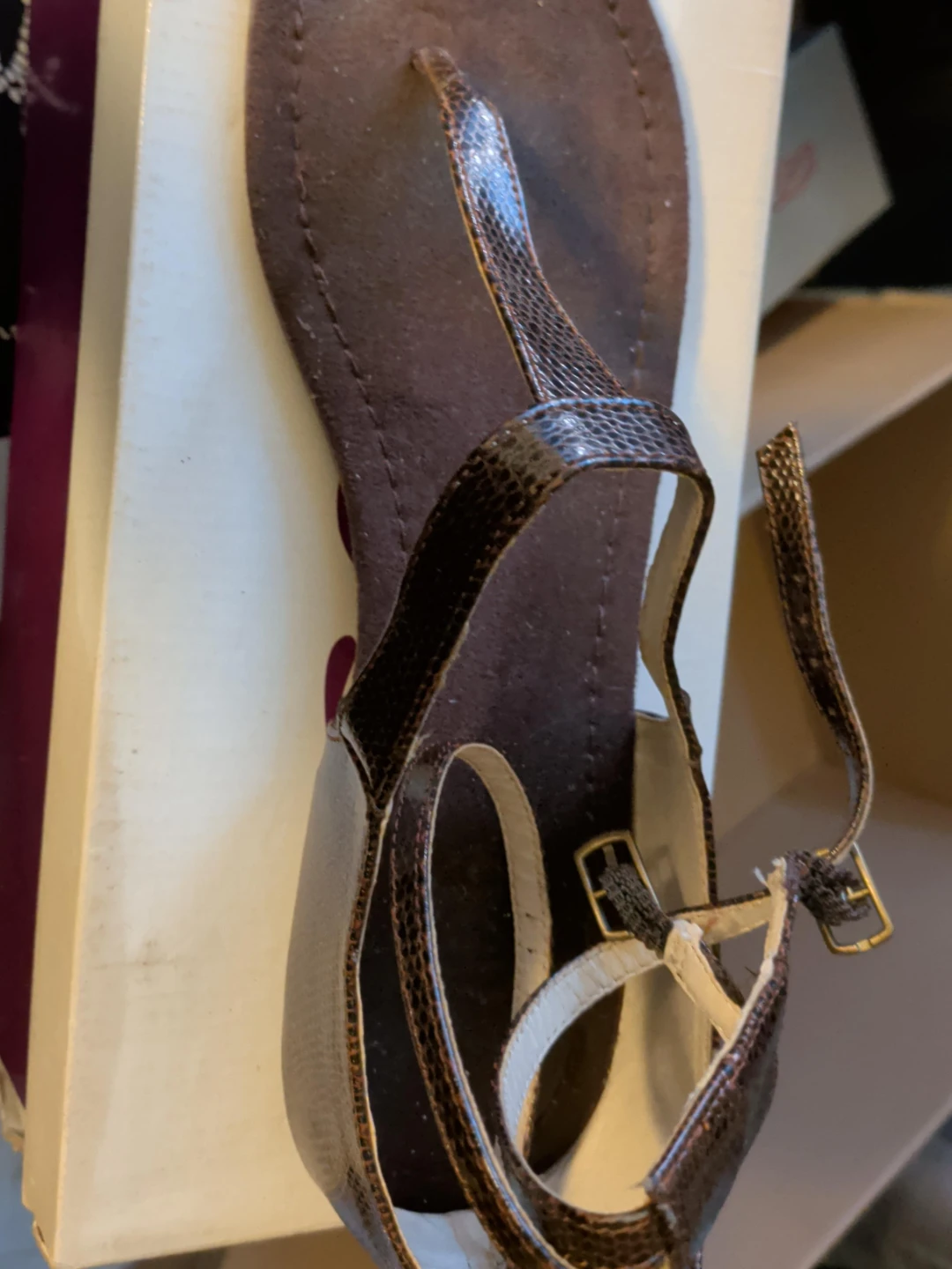 Brown Thong Wedge Sandals Size 11