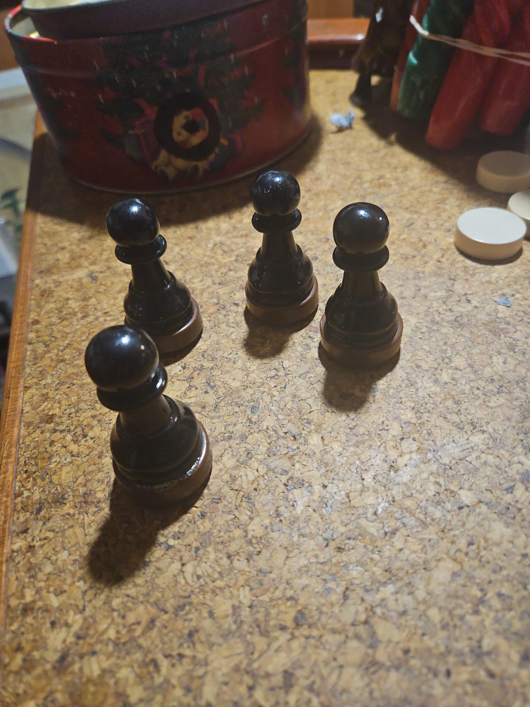 Black and Brown Wooden Chess Pawns (4 pcs)