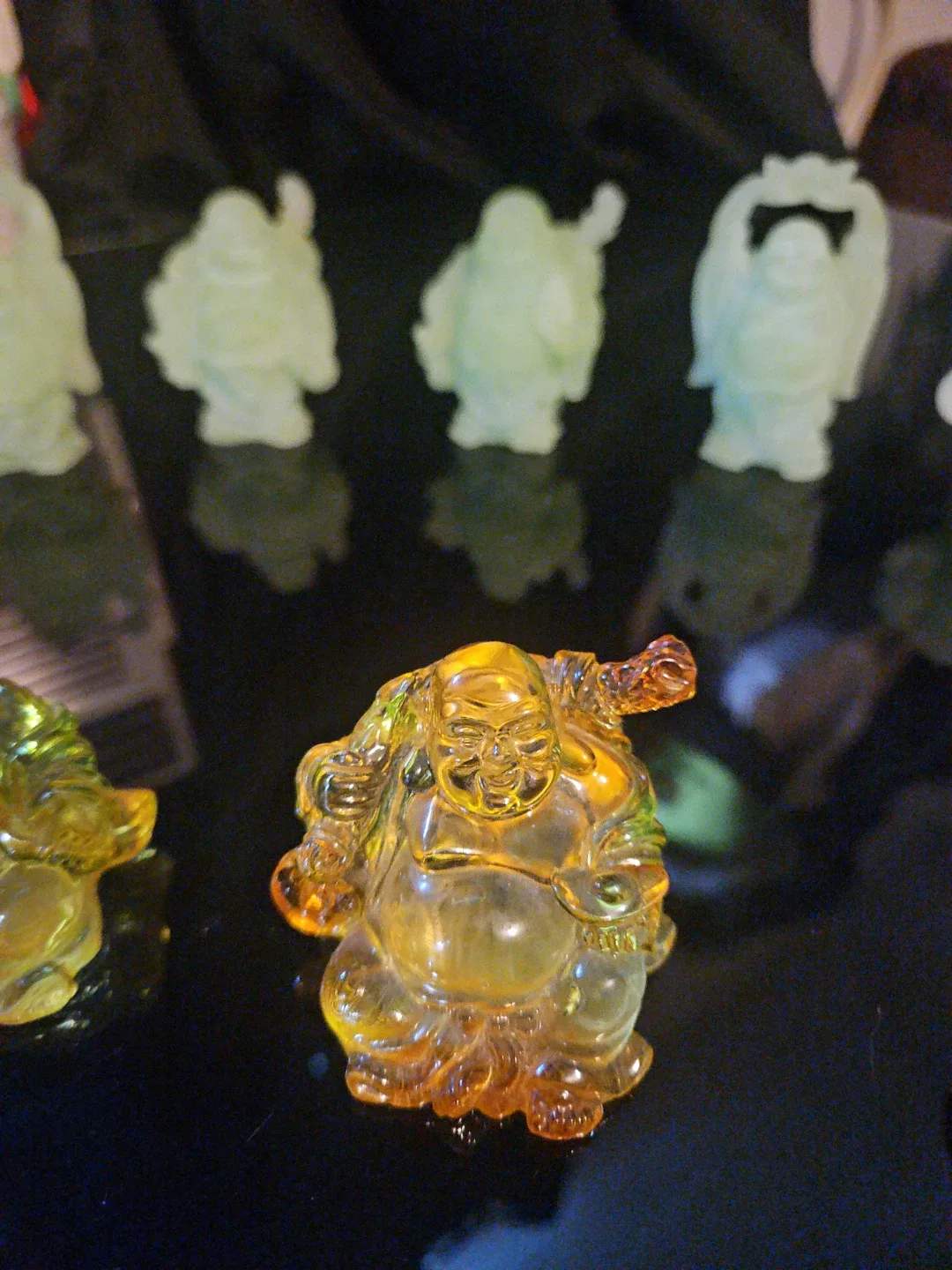 Glass Laughing Buddha Figurine