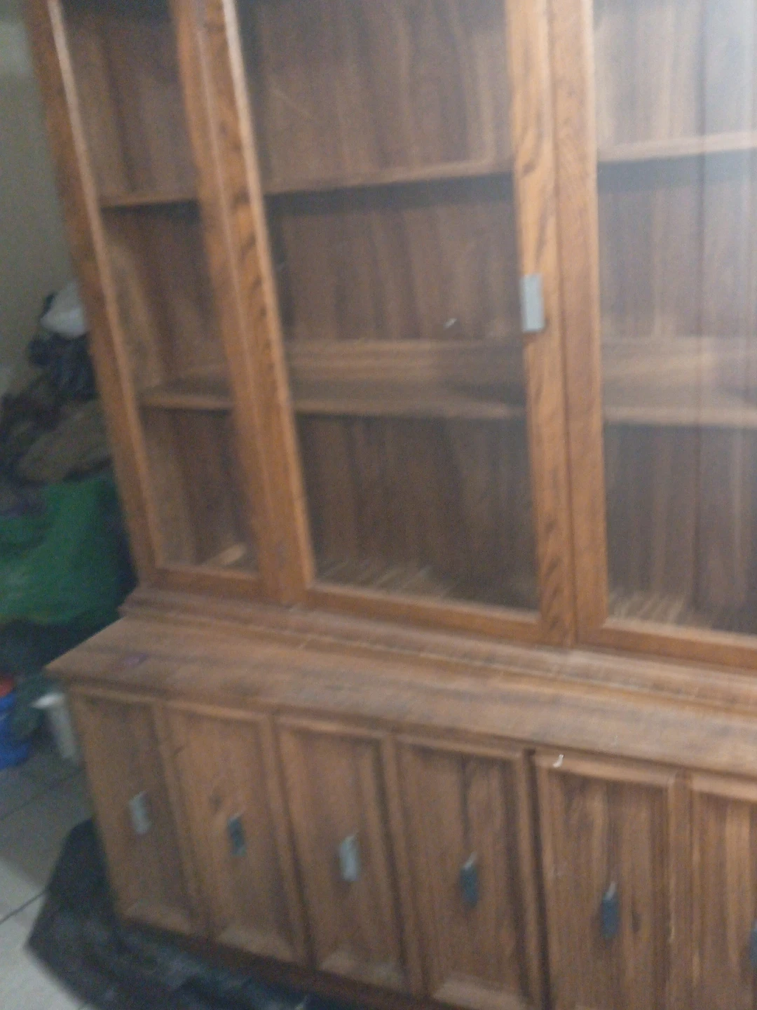 Oak China Cabinet with Glass Doors