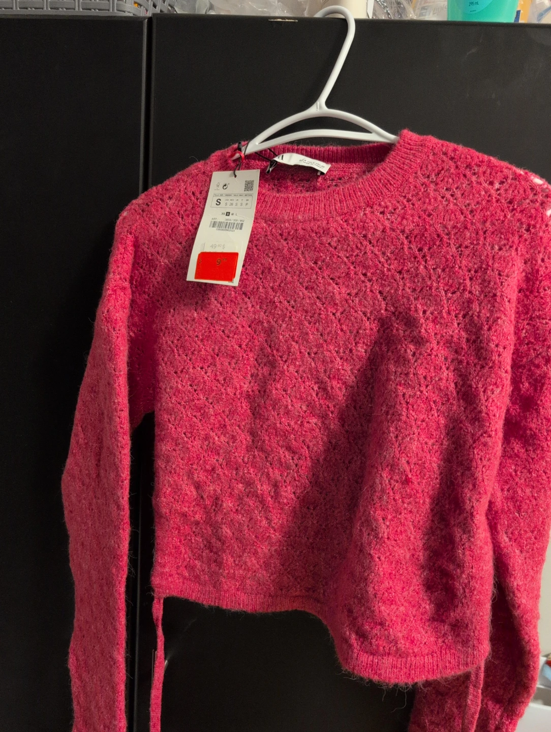 Zara Pink Open Knit Sweater Size Small