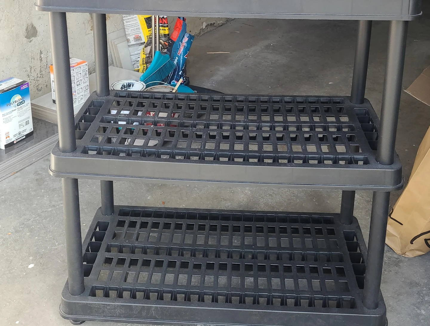 Black 3-tier plastic shelving unit