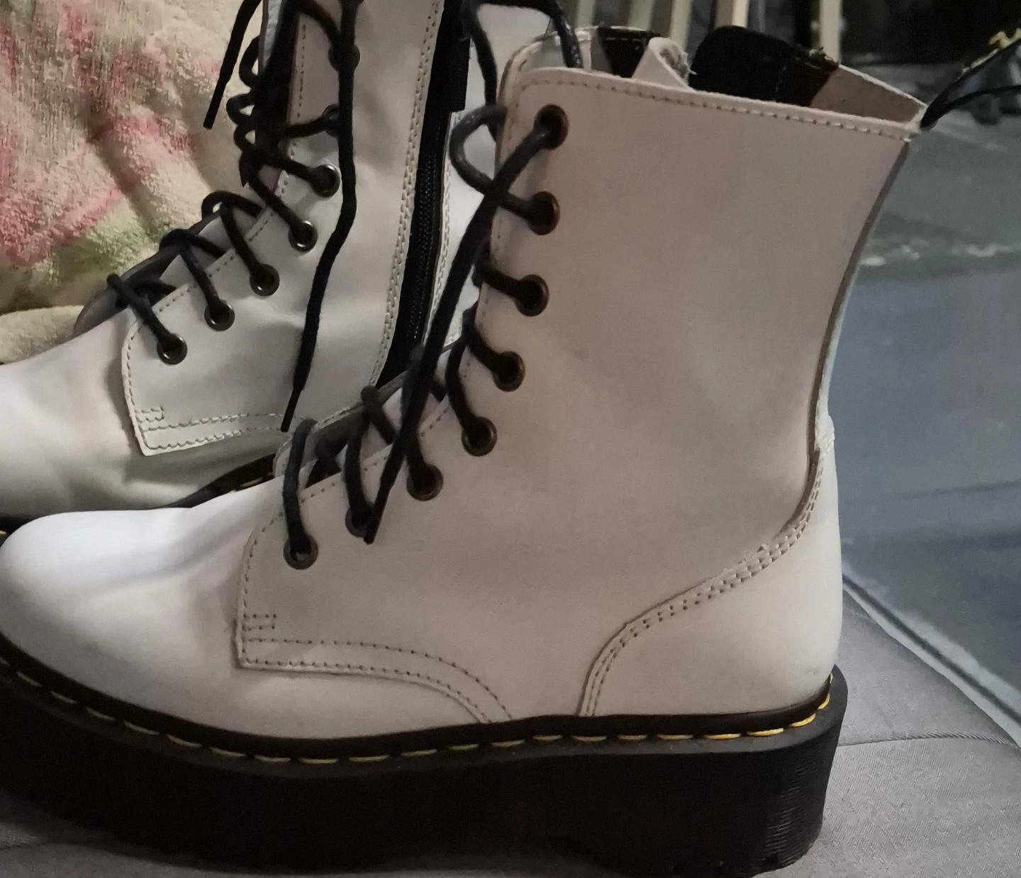 White Dr. Martens Platform Boots
