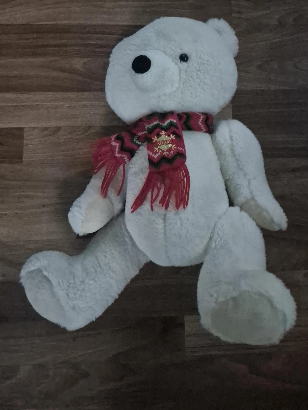 White Teddy Bear with 2022 Scarf