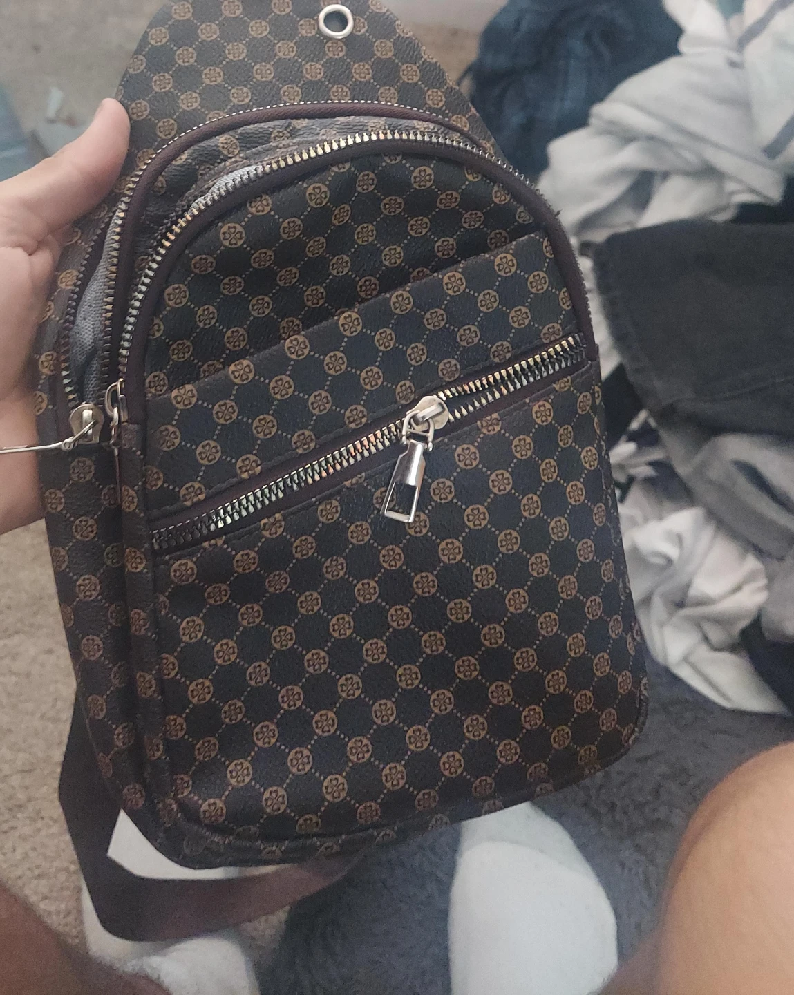 Monogram Pattern Brown Sling Bag