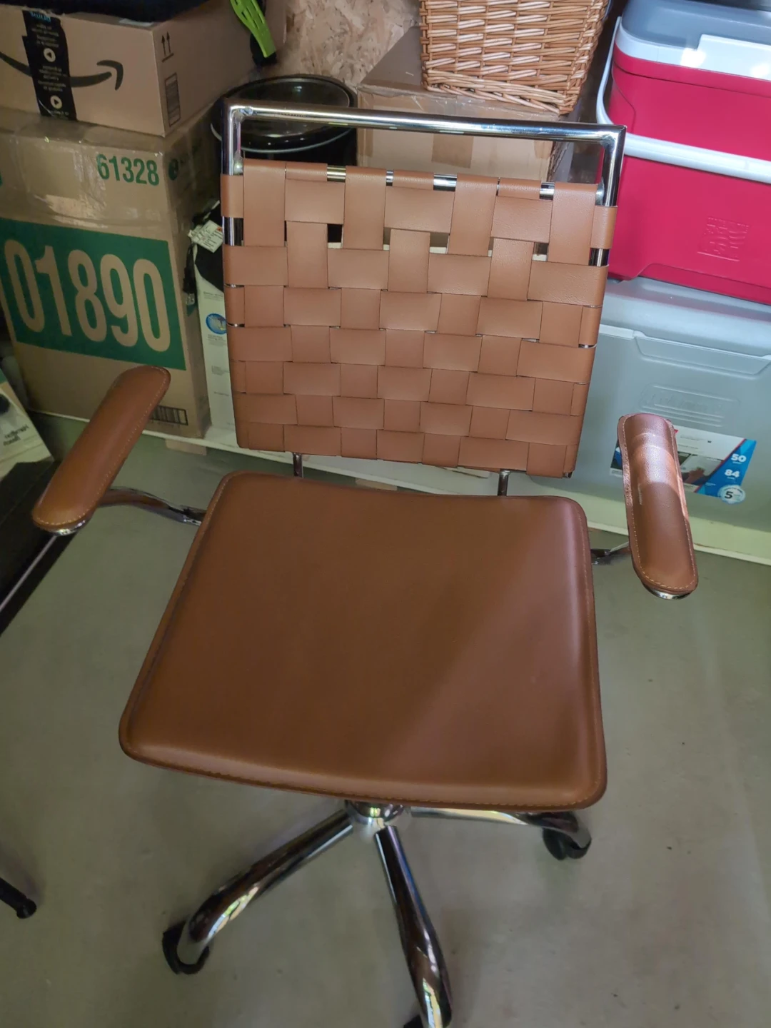 Brown Faux Leather Office Chair