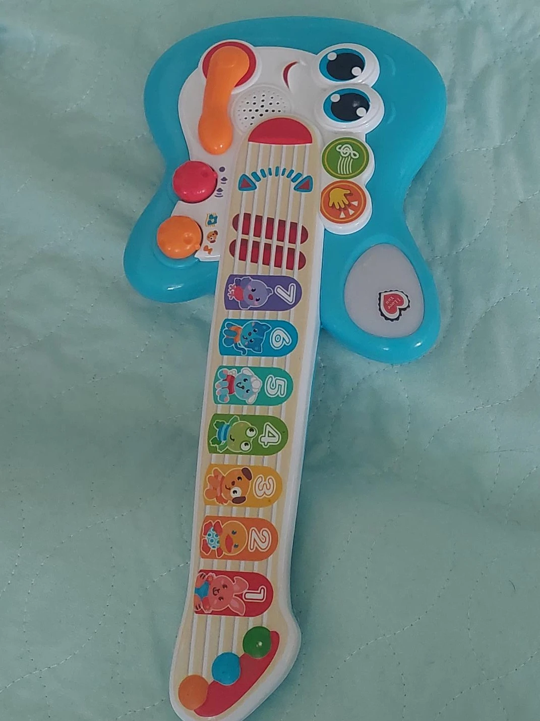 Blue Toy Guitar with Animals and Numbers