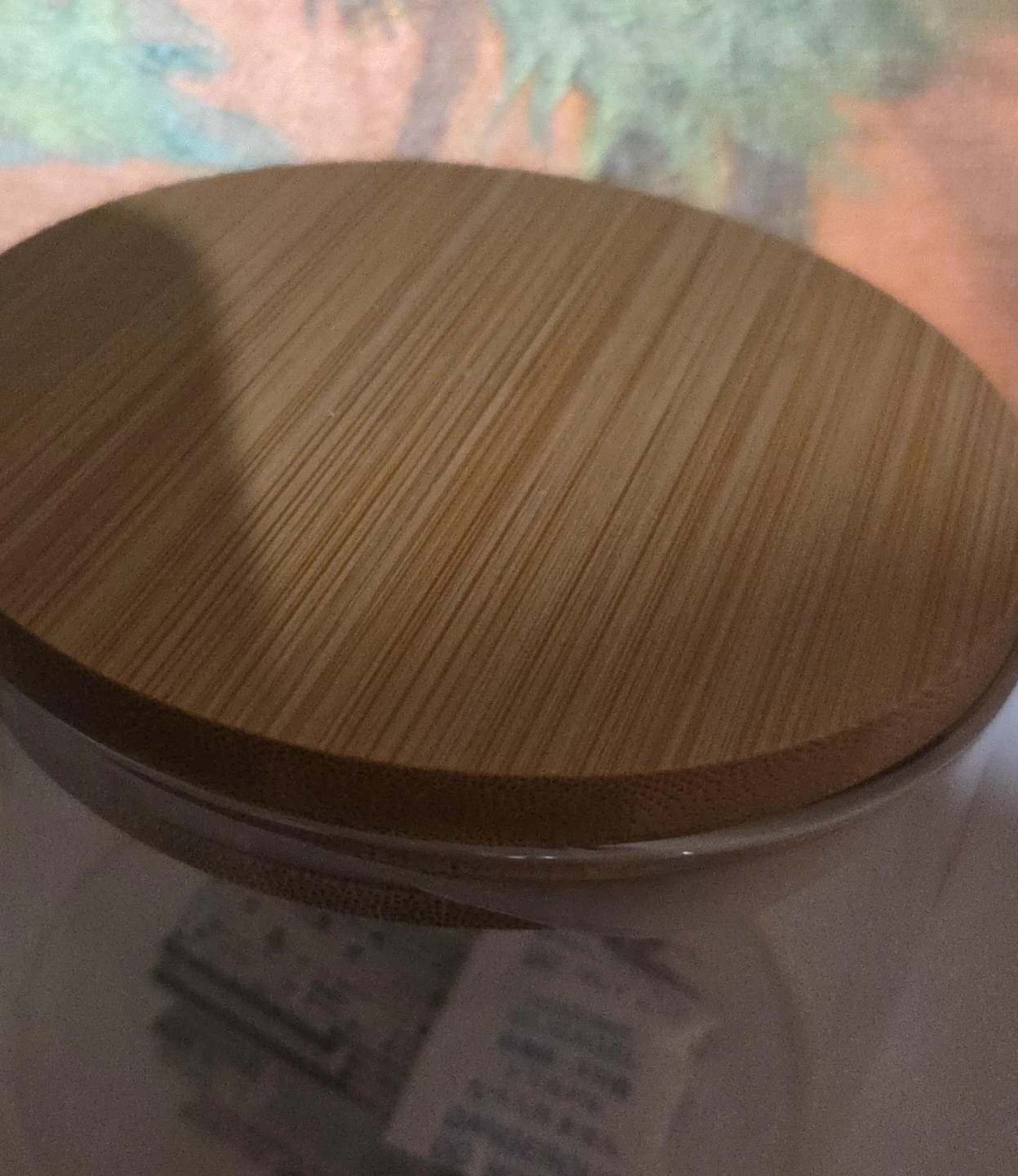 Glass storage jar with bamboo lid