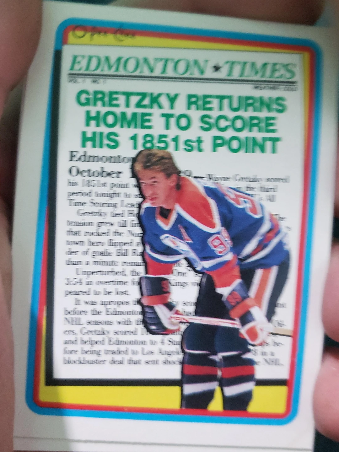 Wayne Gretzky Edmonton Times Hockey Trading Card