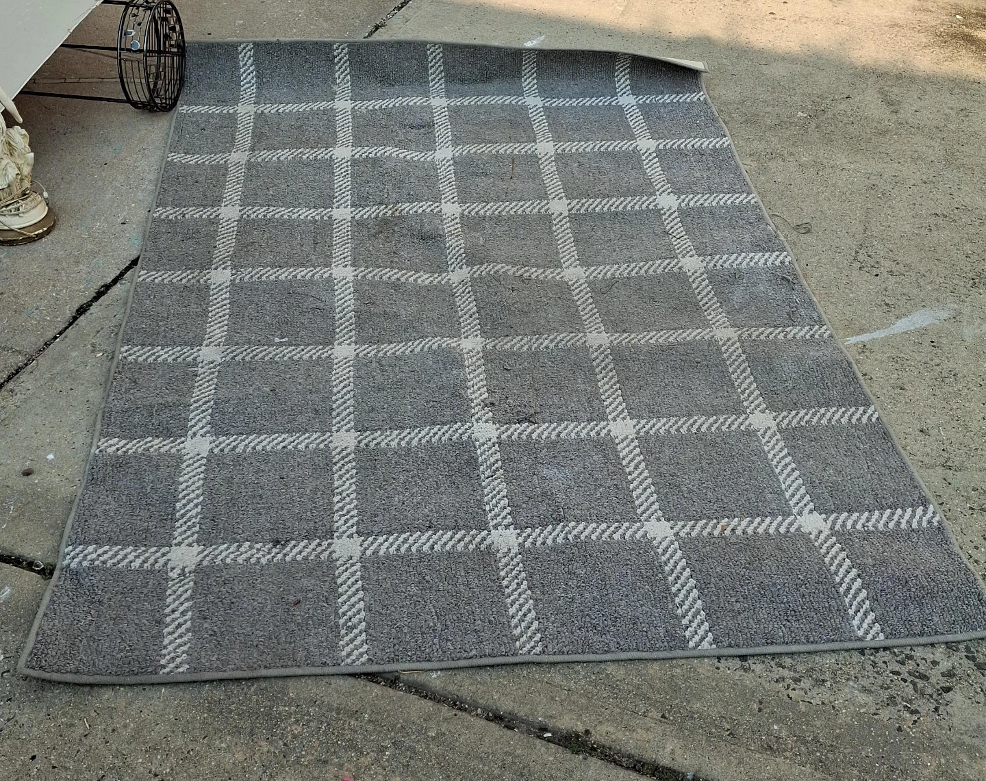 Gray Plaid Area Rug