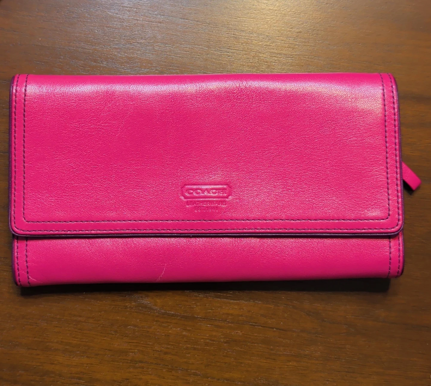 COACH Pink Leather Trifold Wallet