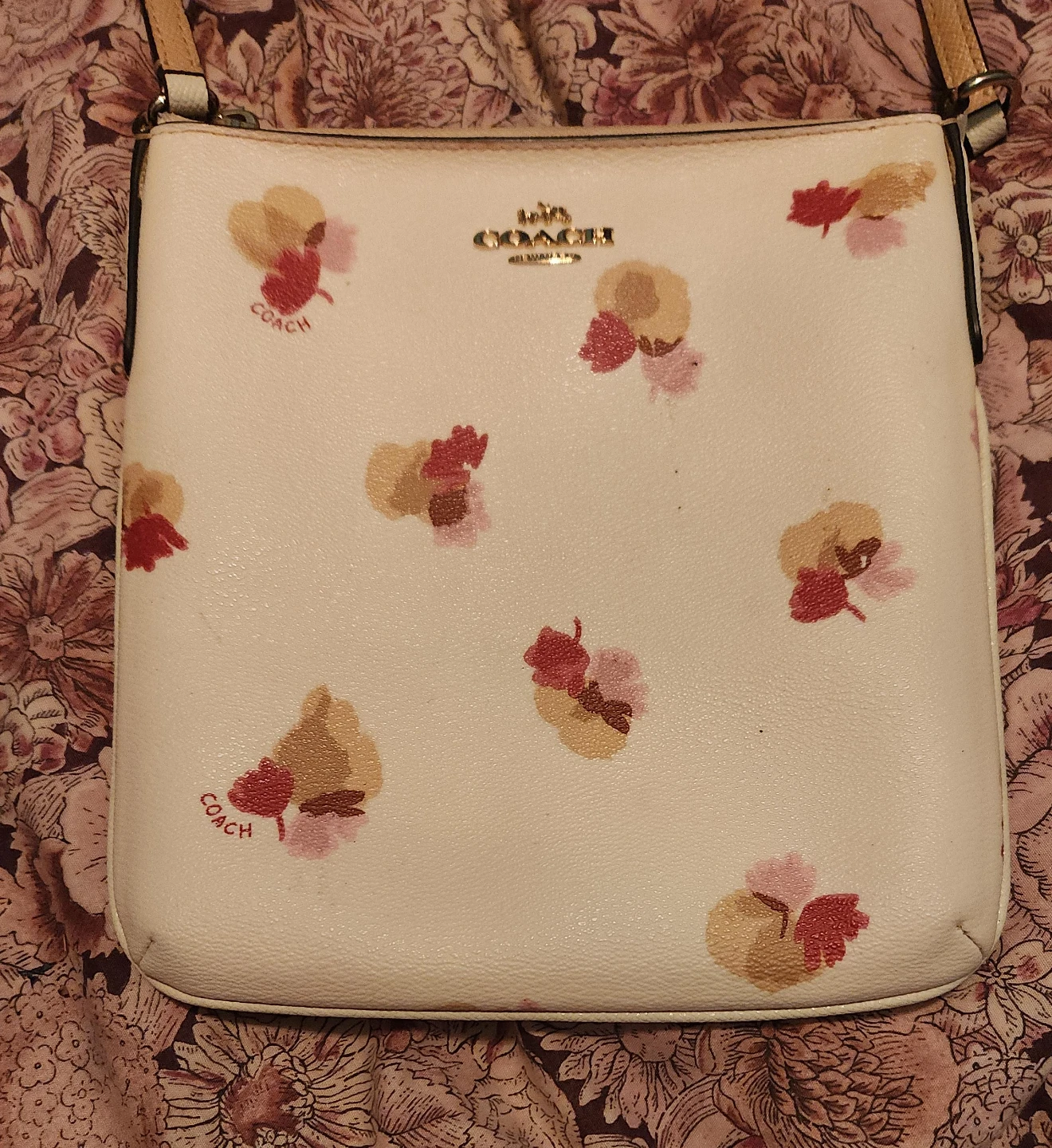 Coach White Floral Print Crossbody Bag
