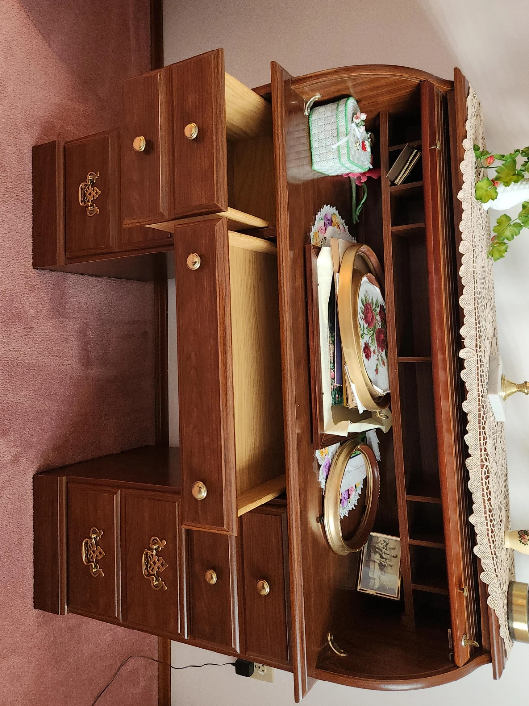Classic wood roll-top desk