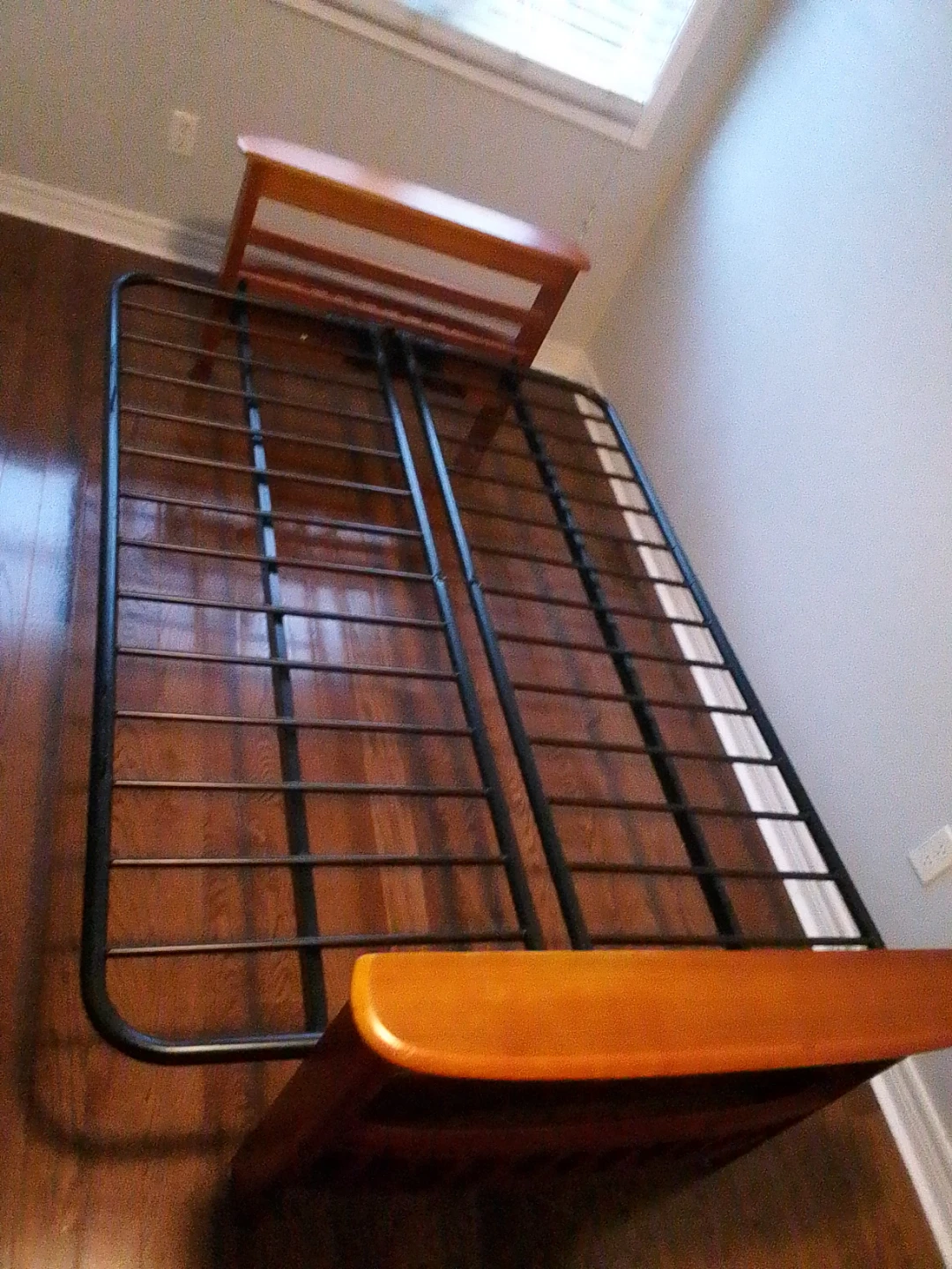 Wood Bed Frame with Metal Mattress Support