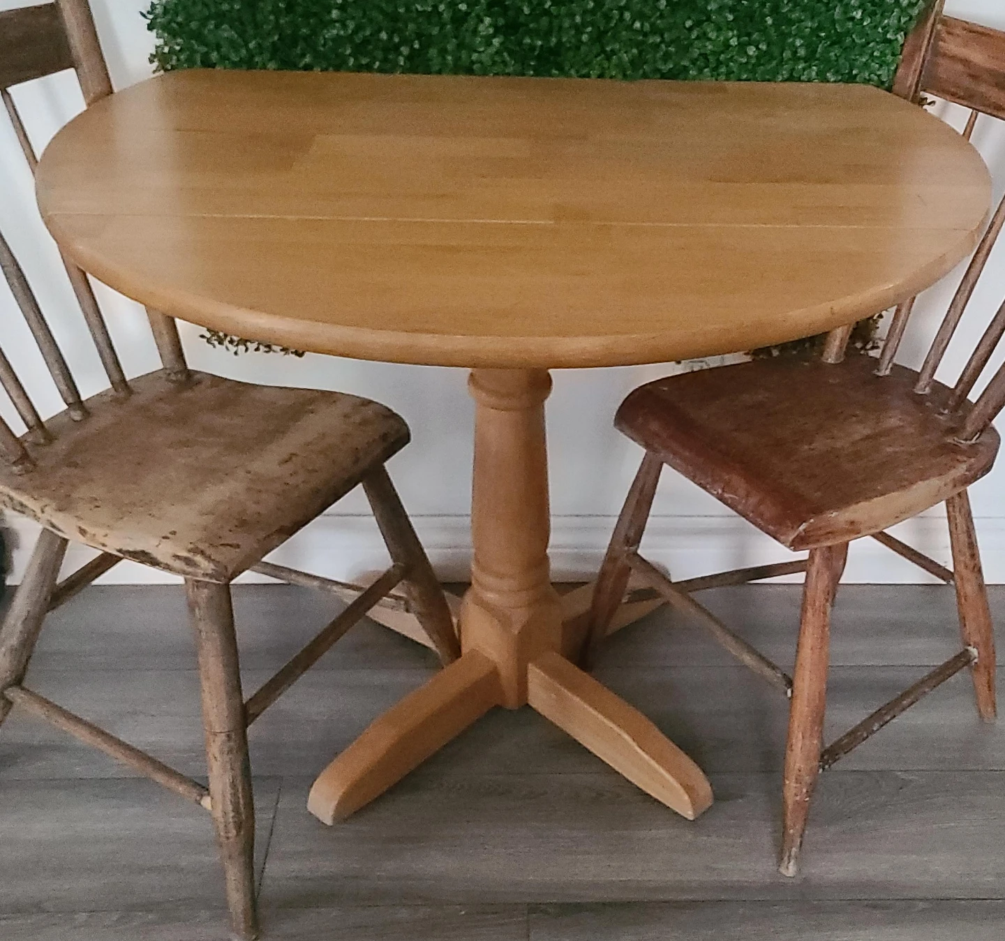 SOLID WOOD 36" Round DUAL DROP LEAF Pedestal Table (NO CHAIRS)