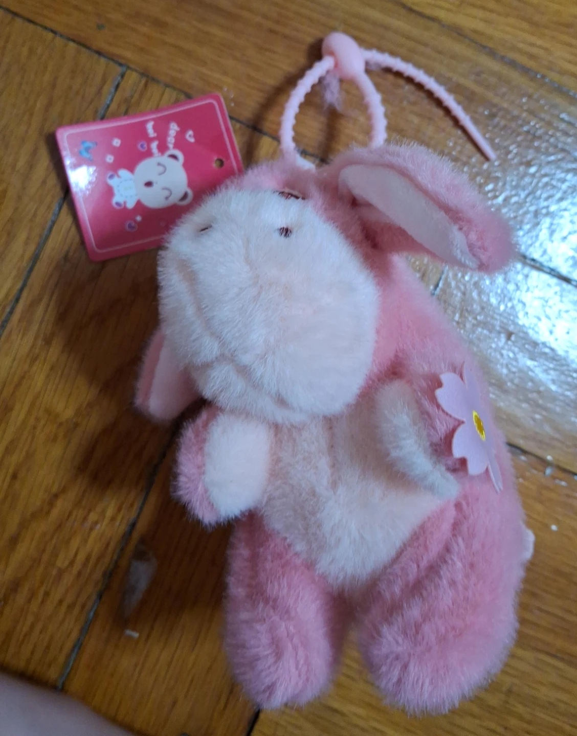 Pink Bunny Plush Keychain