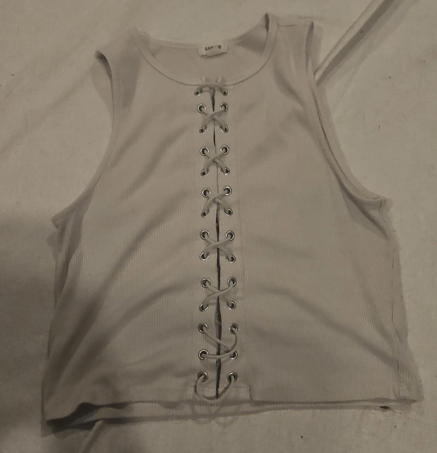 Garage Ribbed Lace-Up Tank Top