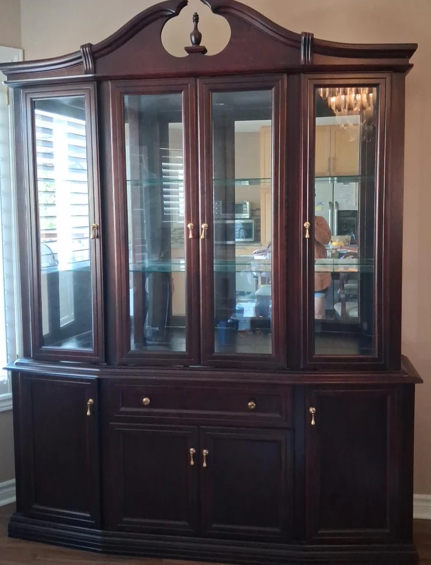 Dark Wood China Cabinet with Glass Doors
