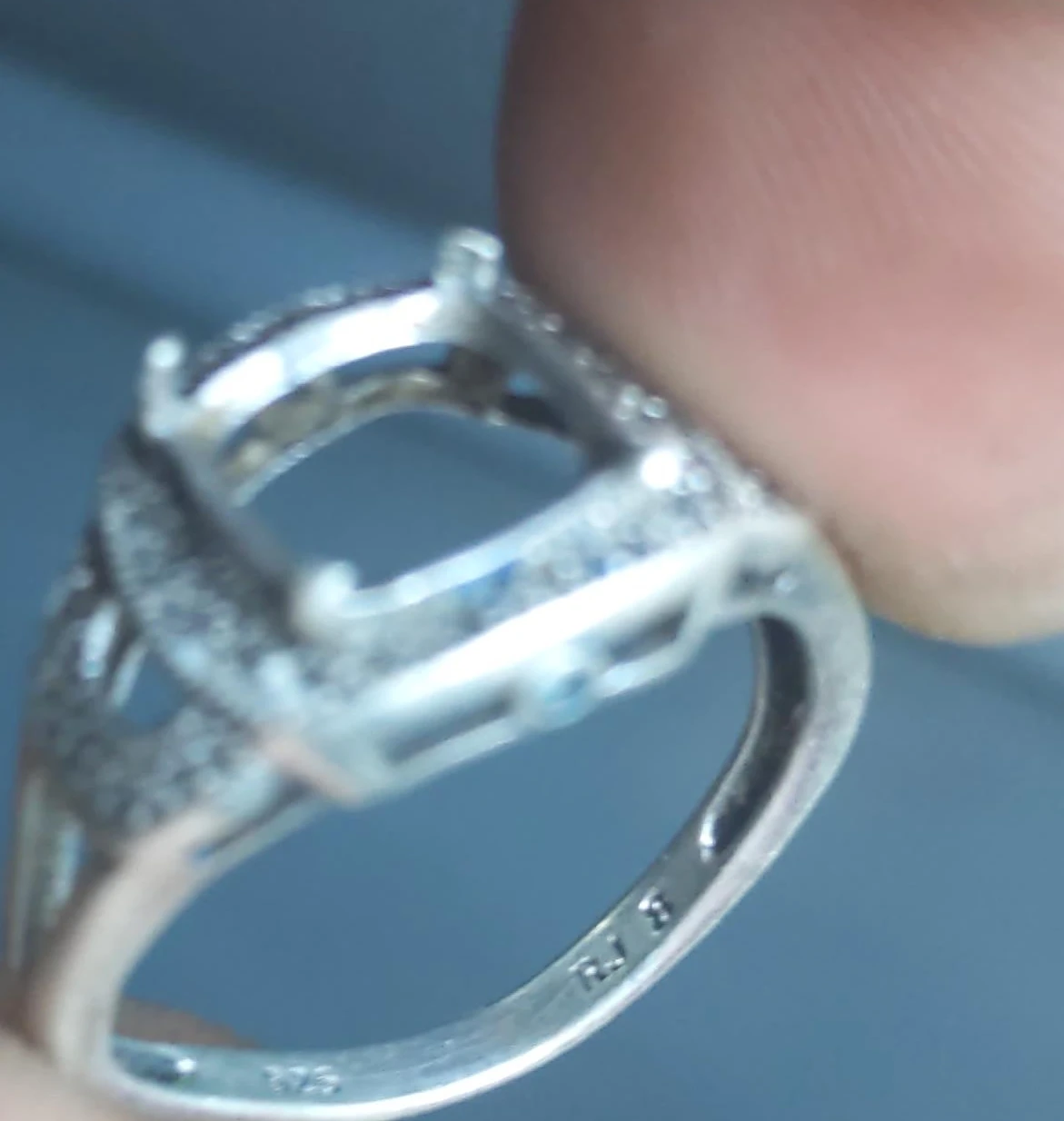 Sterling Silver Ring Setting with CZ Accents