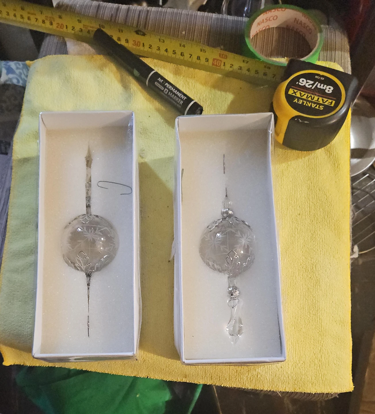 Set of 2 Crystal Snowflake Ornaments