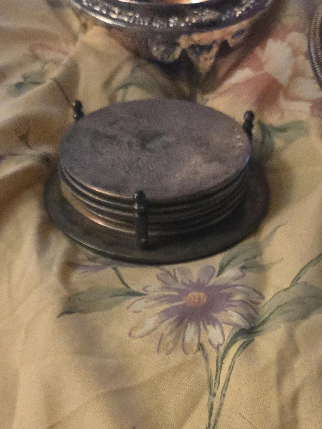 Set of Vintage Coasters with Holder
