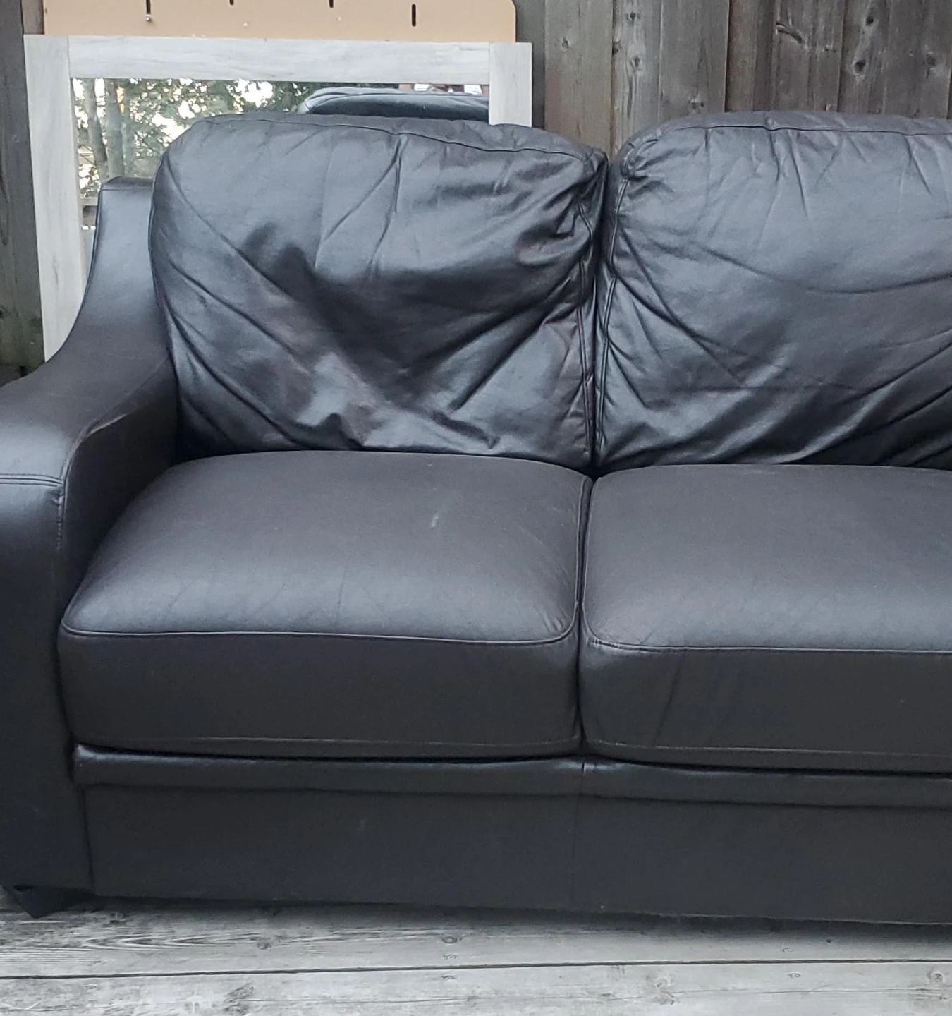 Dark brown leather couch