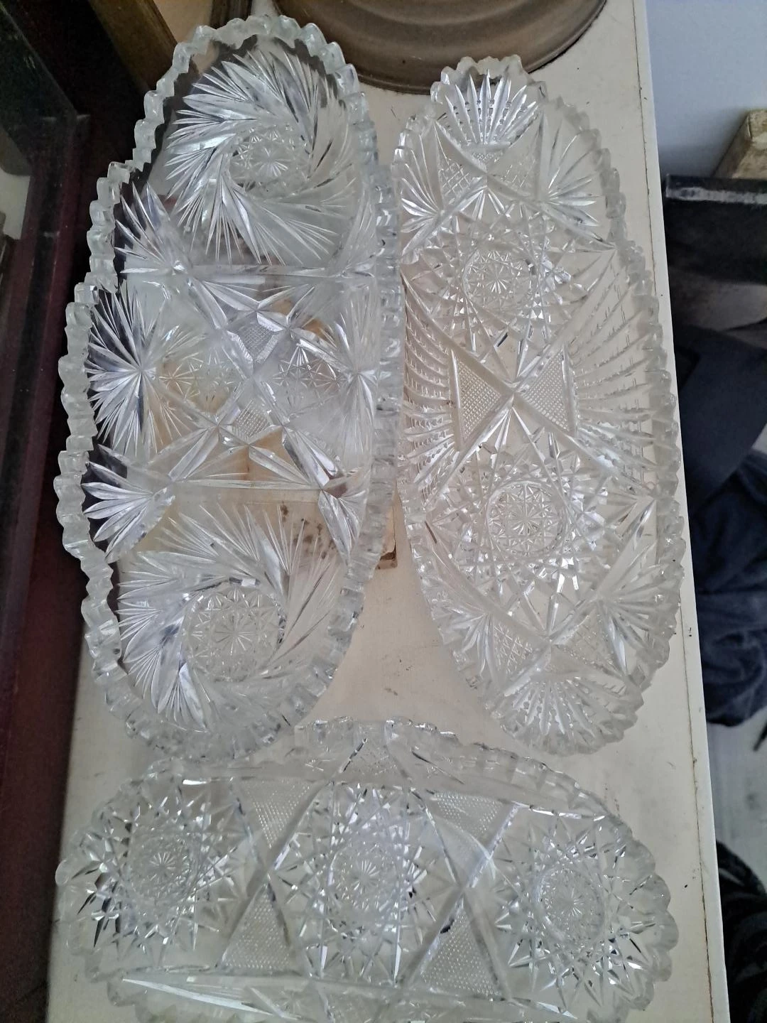 Vintage Crystal Glass Serving Dishes - Set of 3
