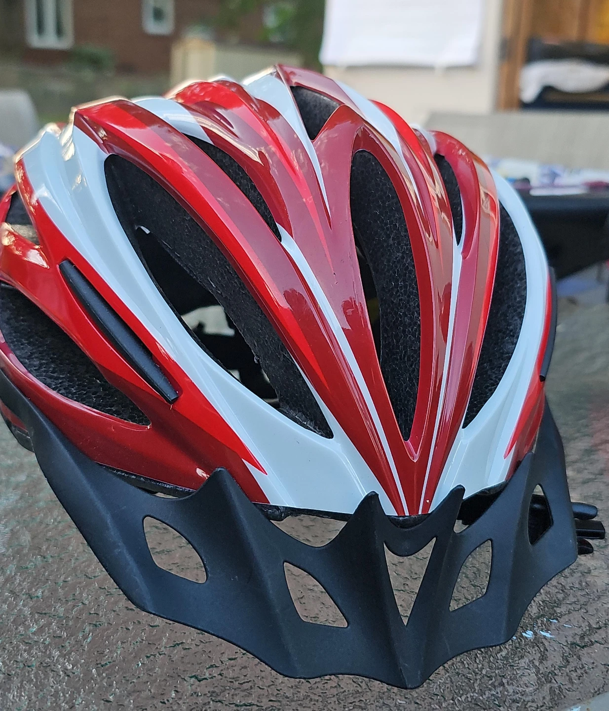 Red and White Bicycle Helmet ccm