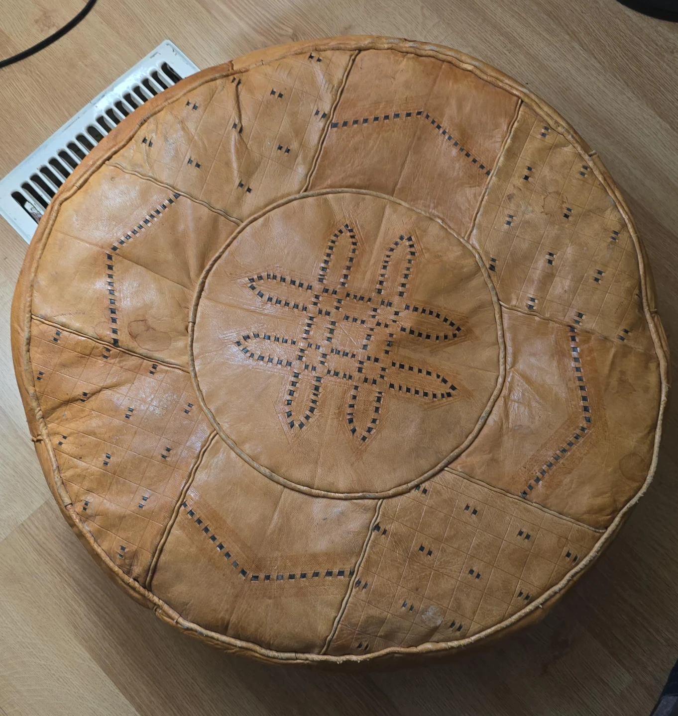 Leather Pouf Ottoman Footrest