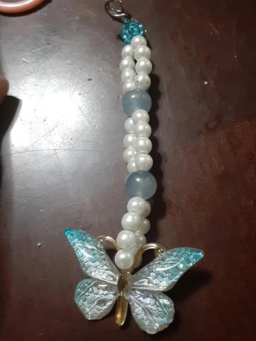 Beaded Butterfly Charm Keychain