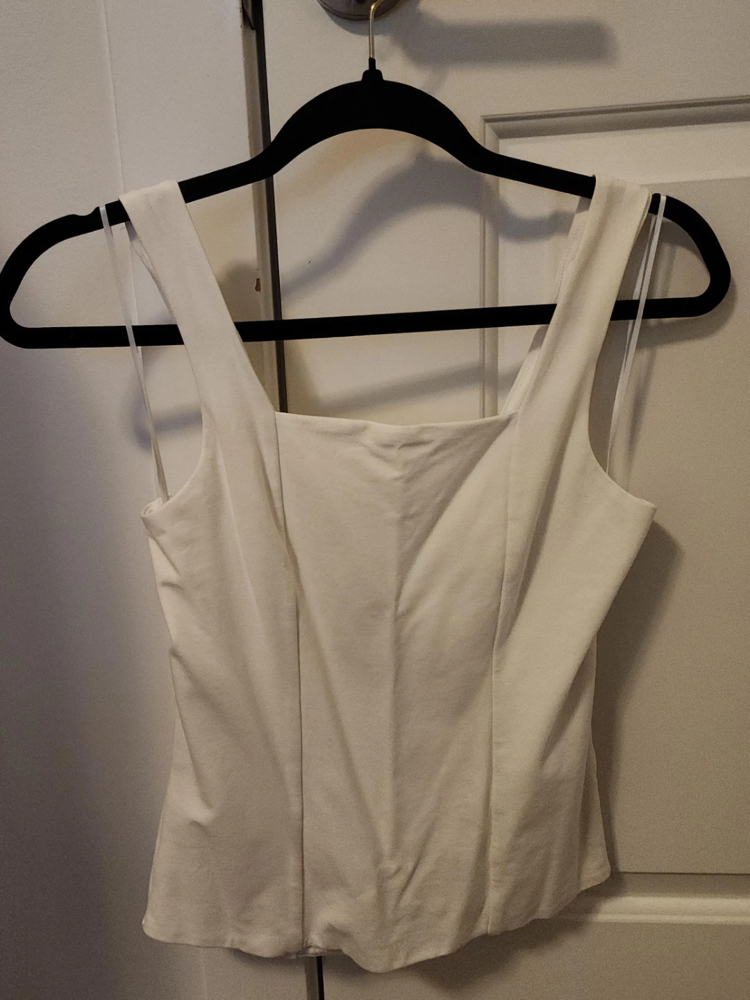 RW&Co White Square Neck Structured Tank Top