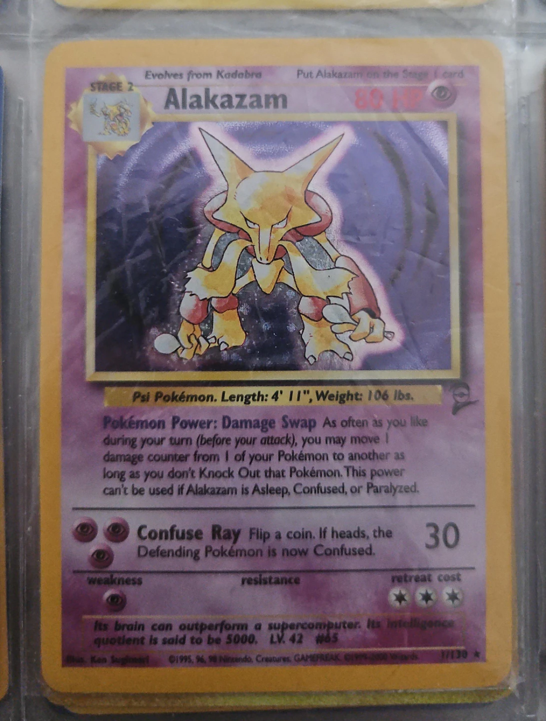 Pokémon Alakazam #1/130 – Base Set 2 – Holo Rare – Vintage