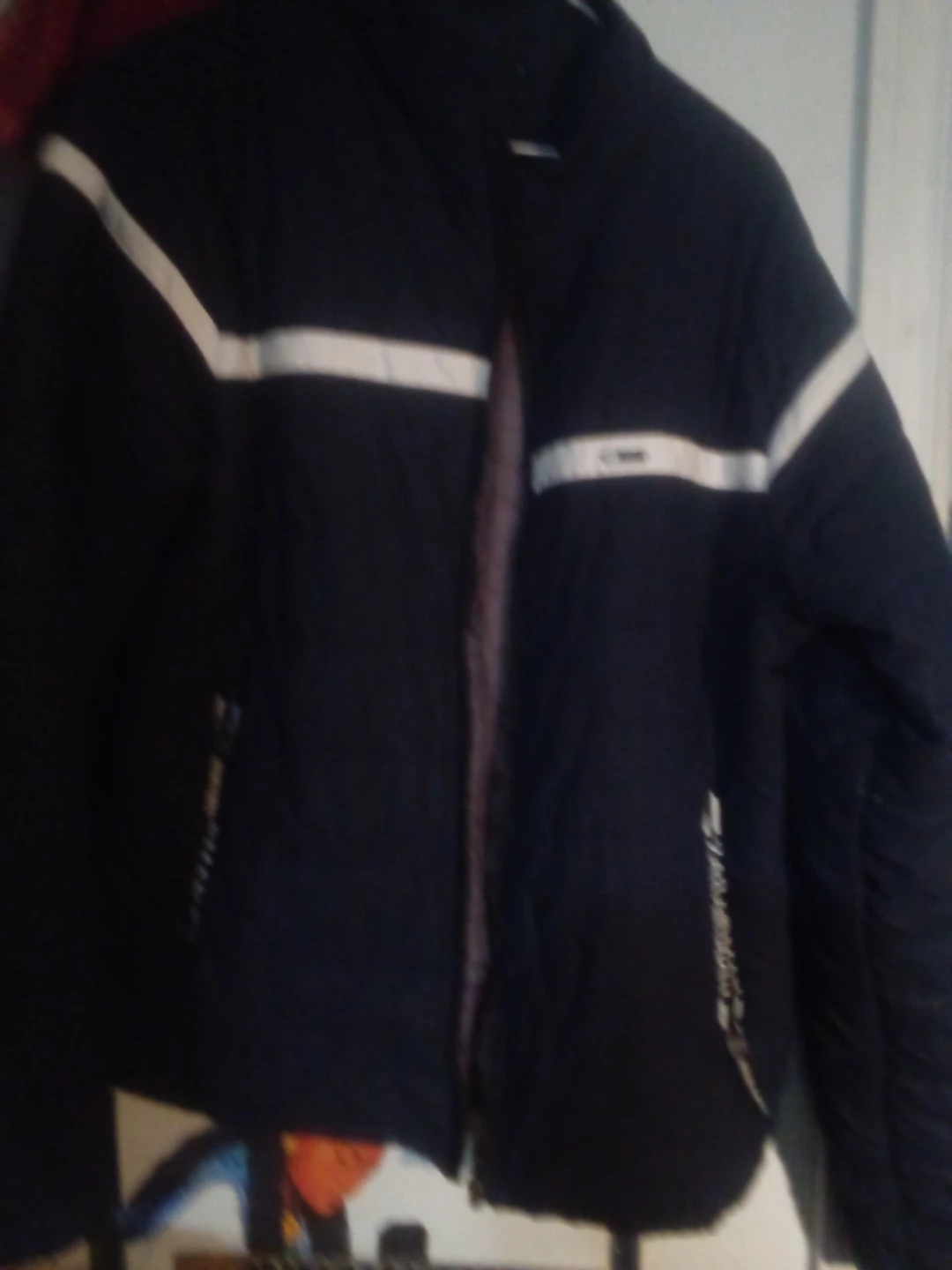 Men's Blue Puffer Jacket with Reflective Stripes