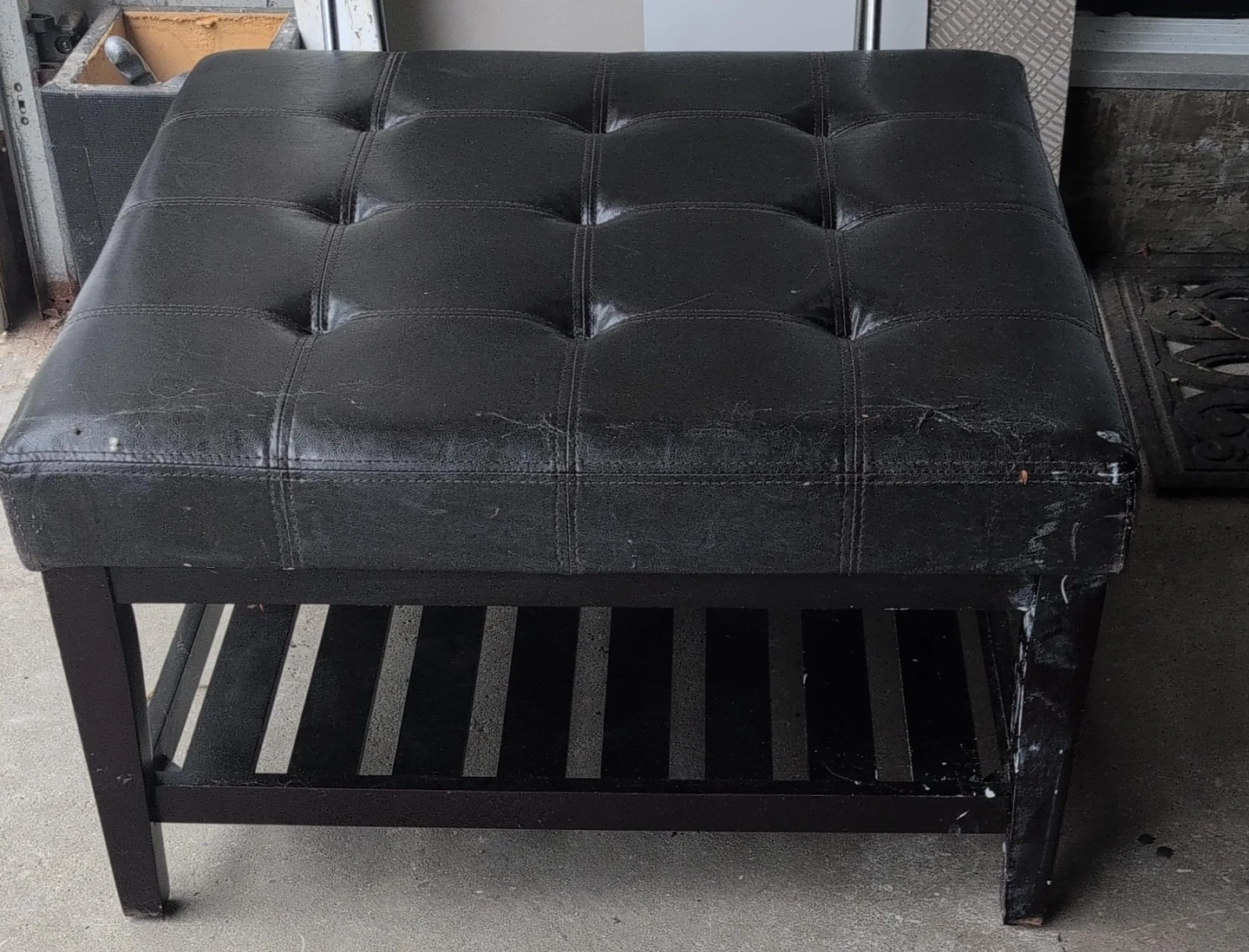 Black Tufted Storage Ottoman
