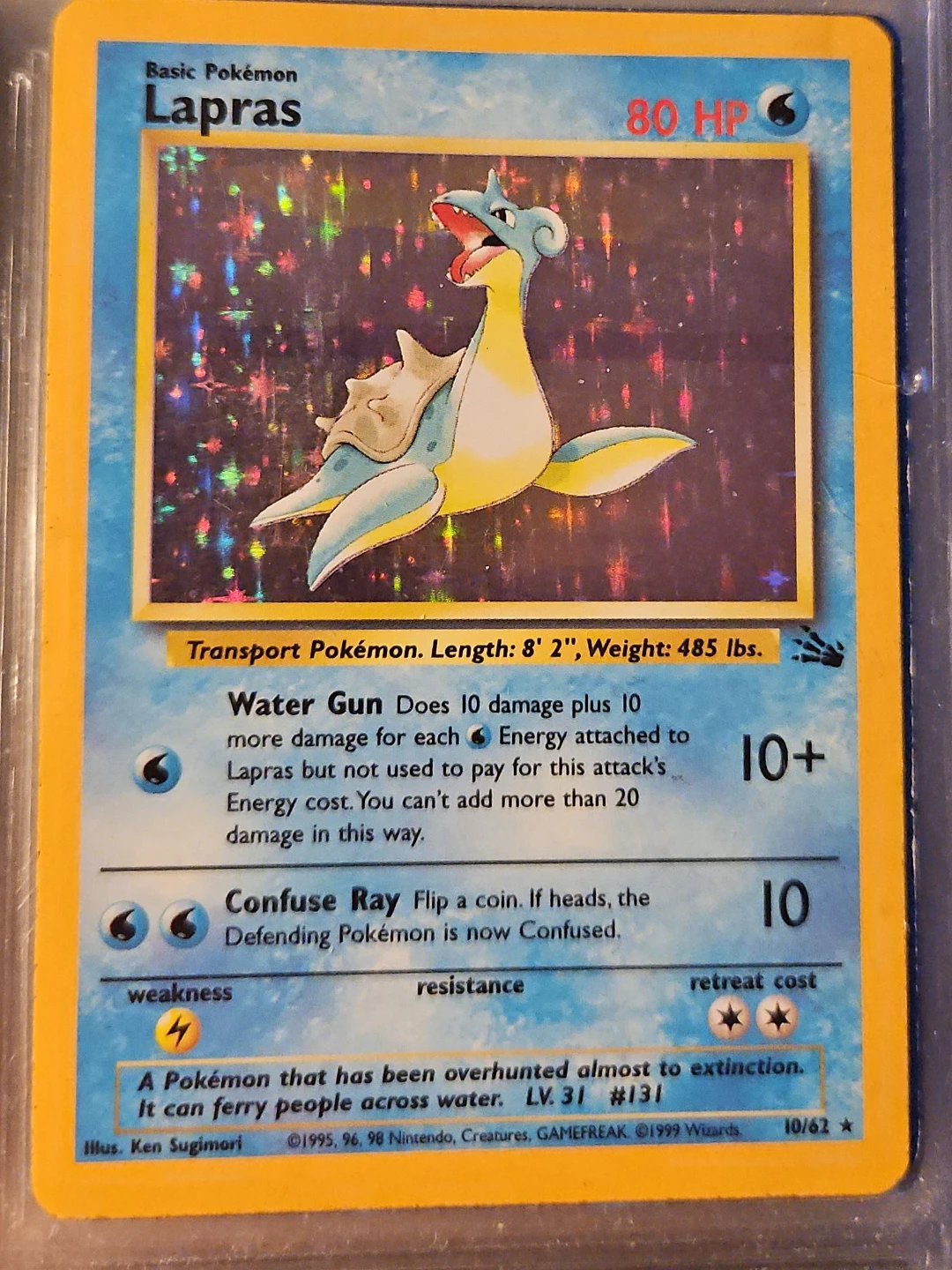 Pokémon Lapras #10/62 – Fossil – Holo Rare – Vintage WOTC