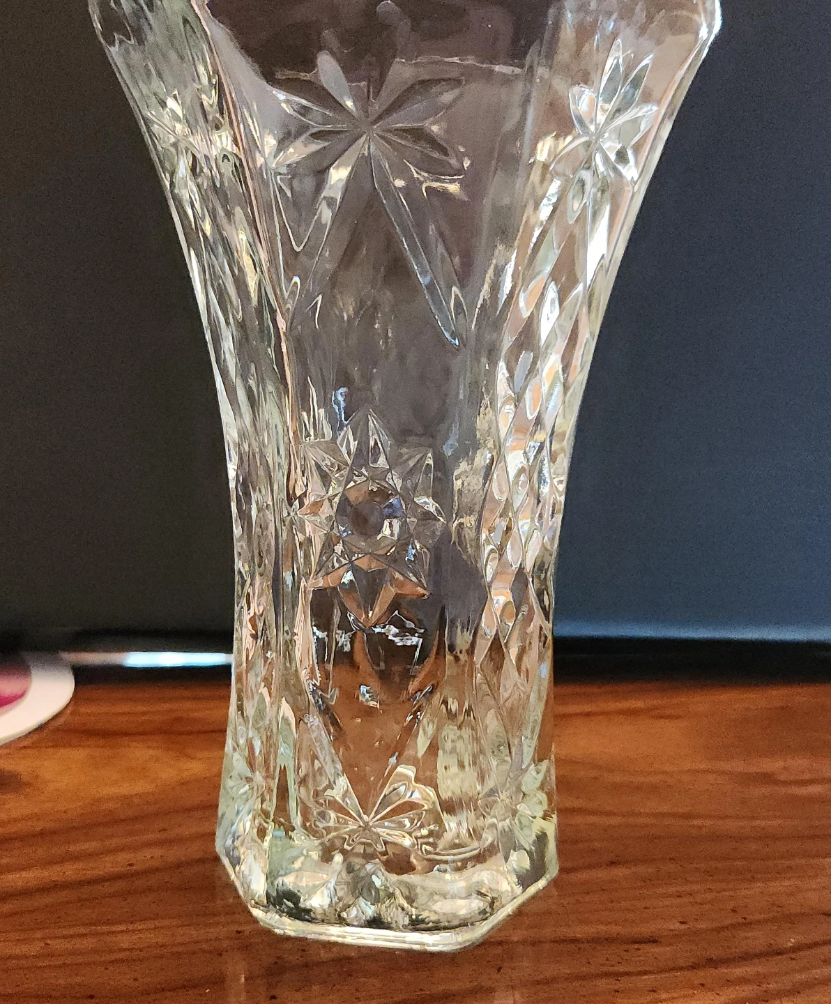Clear Cut Glass Flower Vase