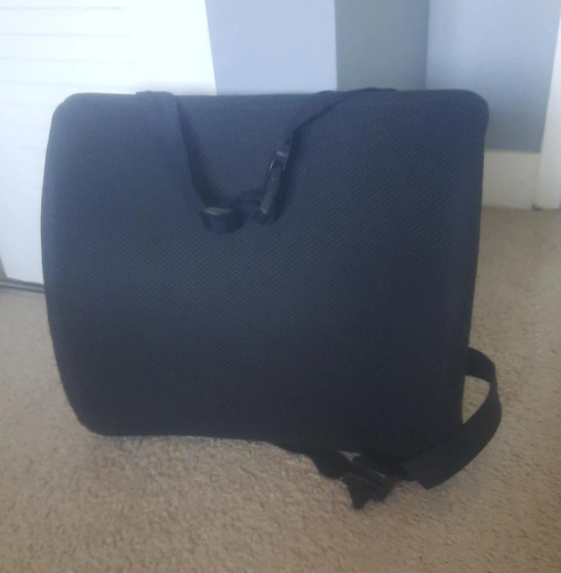 Black Lumbar Support Pillow with Strap