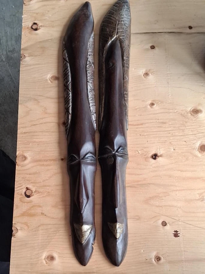 Pair of Carved Wooden African Style Masks